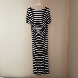 Striped maxi nursing dress